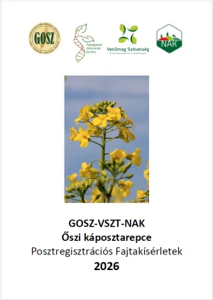 2026. évi GOSZ-VSZT-NAK őszi káposztarepce posztregisztrációs kísérlet eredményei