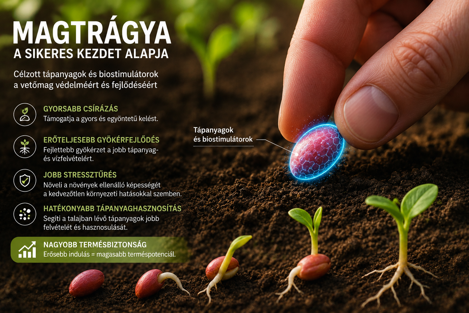 Magtrágyák jelentősége a vetőmagok kezelésében ? Erősebb indulás, nagyobb termés